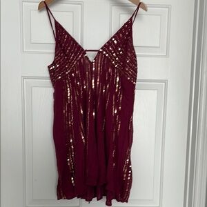 Elegant Burgundy Sequin Women's Top
